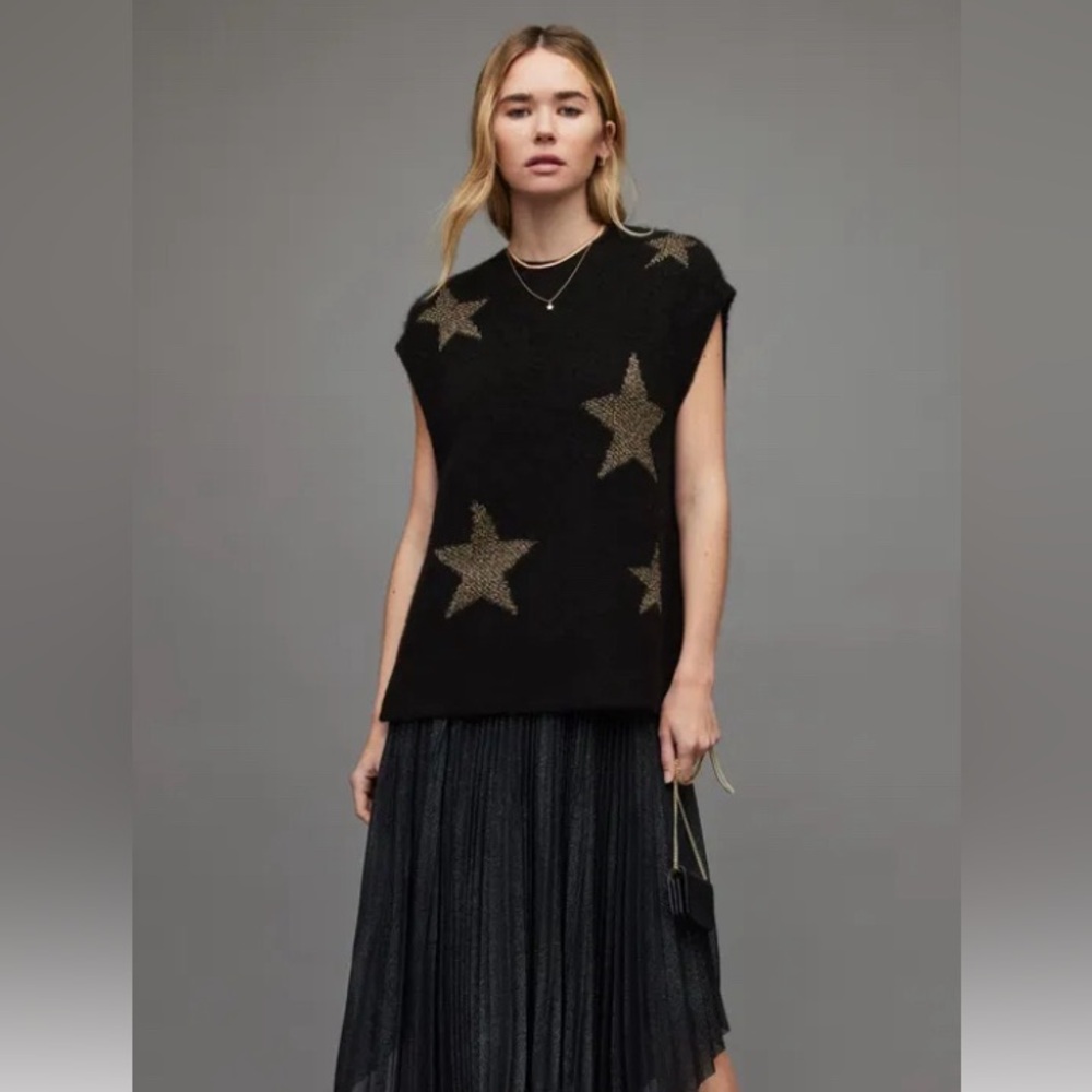 All Saint Star Jacquard tank/ black color/ Size small. - Picture 2 of 6